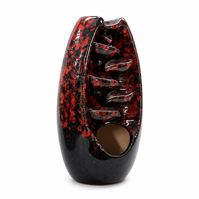 Large Red/Black Speckled Tower Ceramic Backflow Burner